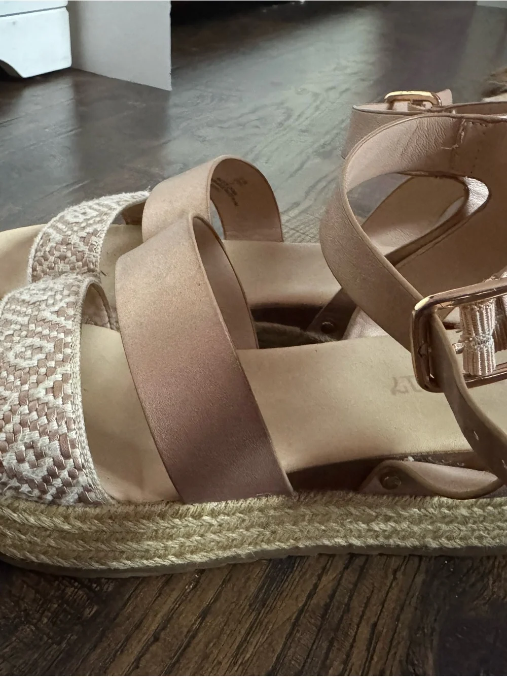 Beaded Ankle-Strap Sandals in Blush